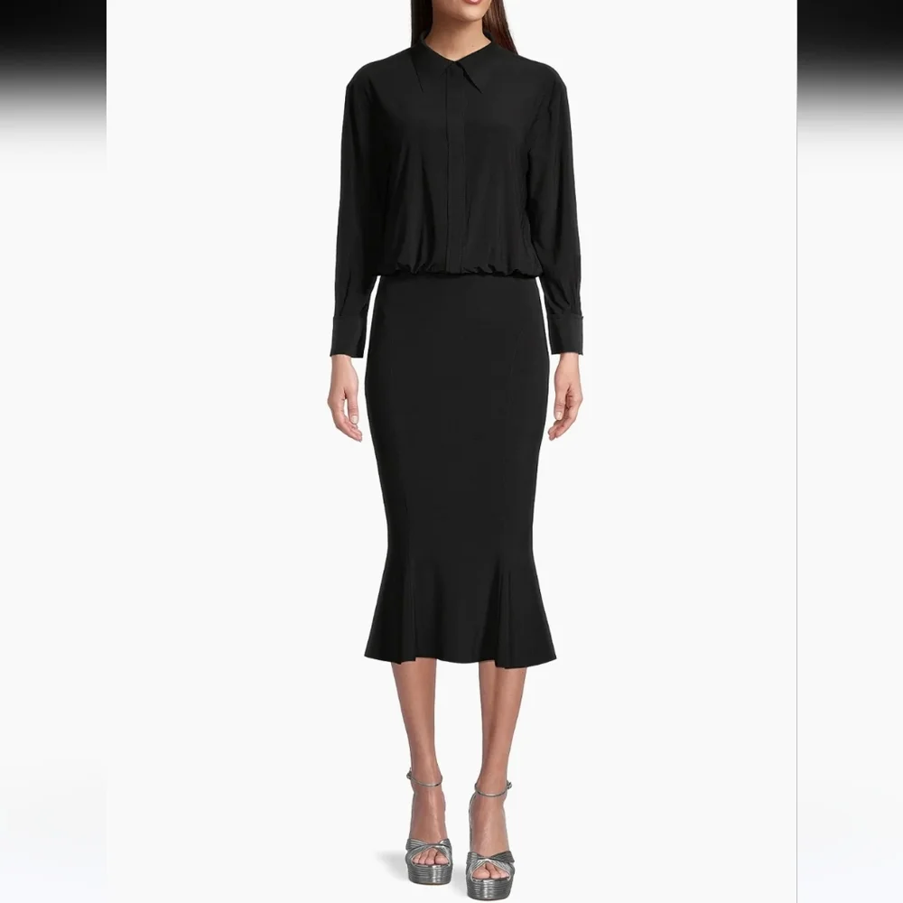 Norma Kamali Boyfriend Shirt Fishtail Midi Dress- Small - Picture 12 of 14